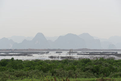 Scenic view of mountains against clear sky