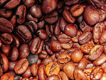 Closeup of tasty brown coffee beans