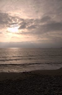 Scenic view of sea against cloudy sky