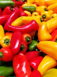 Full frame shot of bell peppers for sale in market