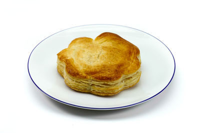 High angle view of breakfast in plate on table