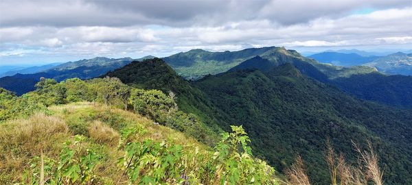 Scenic view of mountains against sky