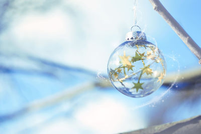 Christmas magic ball, waiting for christmas, magic atmosphere. transparent glass christmas ball 