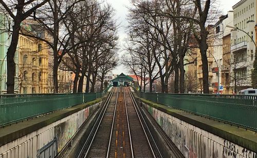 Railroad tracks in city