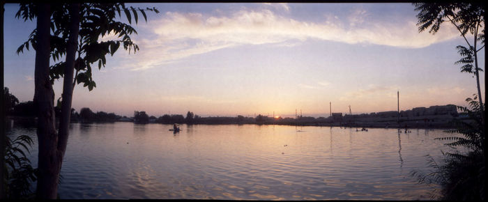 Scenic view of sea at sunset