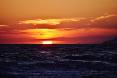 Scenic view of sunset over sea