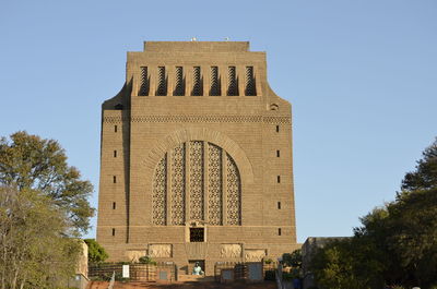 Low angle view of building against clear sky