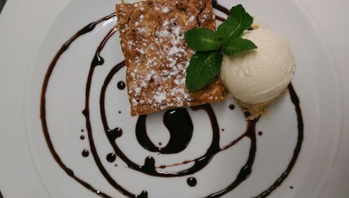 Close-up of ice cream in plate