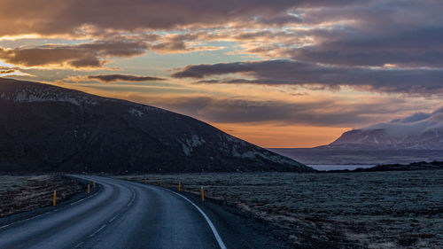 Panoramic view of vivid sunset over mountains