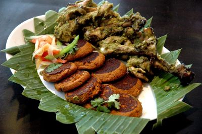 Food in plate on table