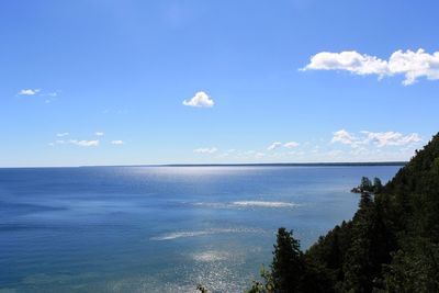 Scenic view of calm sea against blue sky