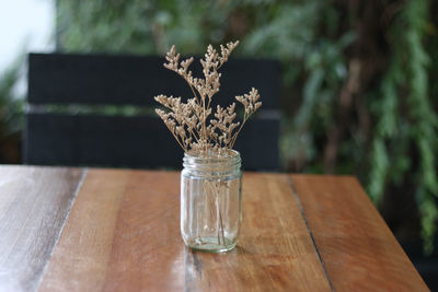 Close-up of water on table