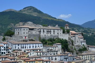 Panoramic view of muro lucano, an old village in the mountains of basilicata region, italy.