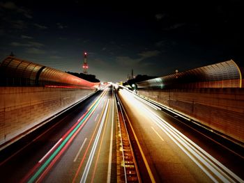 Light trails on highway at night