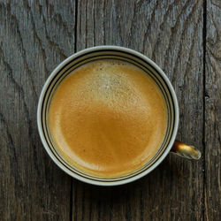 High angle view of coffee on table