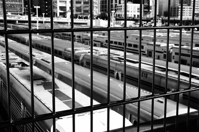 Full frame shot of railing in city