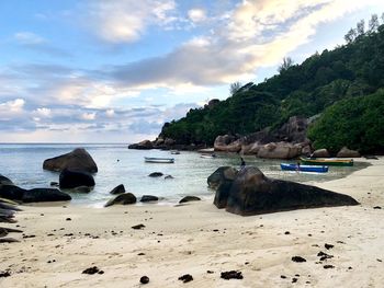 Scenic view of beach against sky