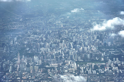 High angle view of buildings in city