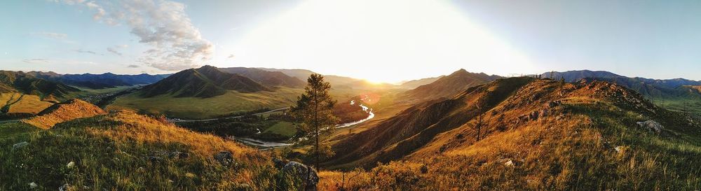 Panoramic view of mountains against sky. photo from my travel. altai, russia.