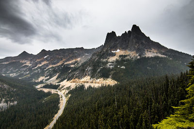 Scenic view of mountains against sky