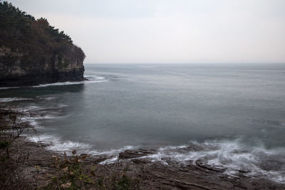 Scenic view of sea against clear sky