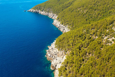 Aerial view of the coast in mljet island, the adriatic sea, croatia