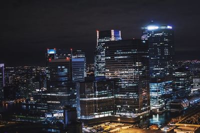 Illuminated cityscape at night