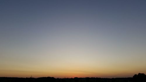 Silhouette trees against clear sky during sunset