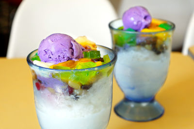 Close-up of ice cream in glass