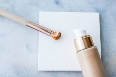 Close-up of beauty products on table