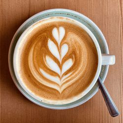 Directly above shot of cappuccino coffee cup