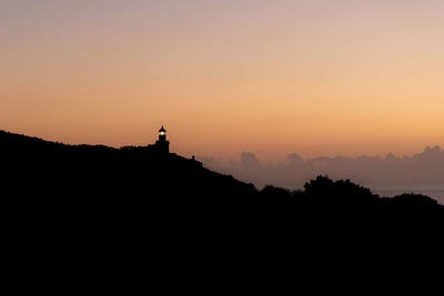 Silhouette of temple against sky during sunset