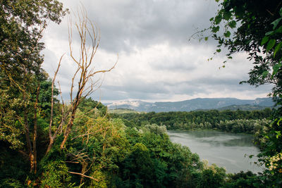 Scenic view of lake against sky