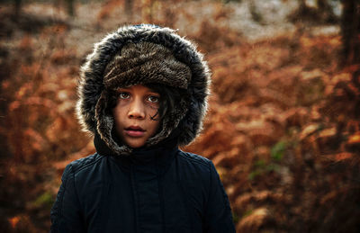 Portrait of boy during winter