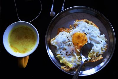 Directly above shot of breakfast on table