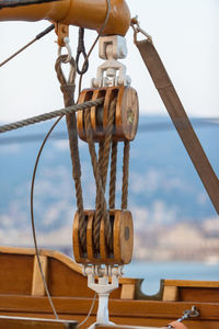 Close-up of sailboat against sky