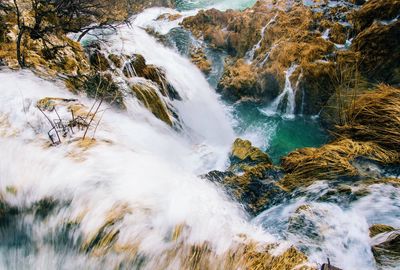 Scenic view of waterfall