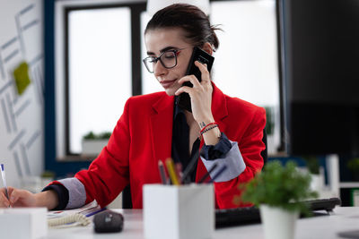 Businesswoman working at office