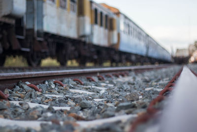 Surface level of train on railroad track