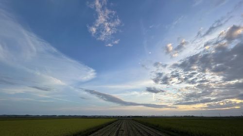 Road amidst field against sky