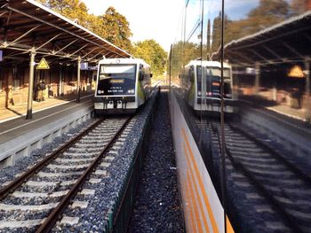 Train at railroad station platform