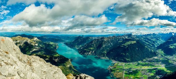 Panoramic view of mountains against sky