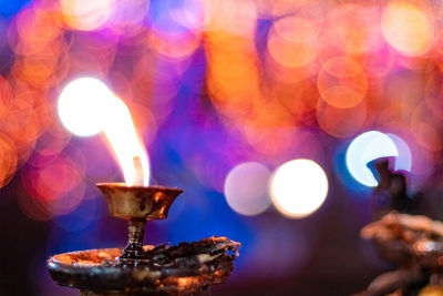 Close-up of lit candles