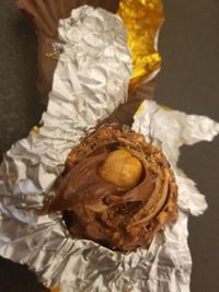 High angle view of bread on flower