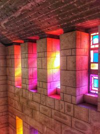 Multi colored wall in building