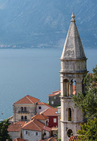 Montenegro perast clock tower and view of boko kotor