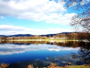 Scenic view of lake against sky