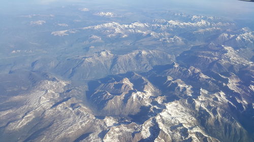 Aerial view of snowcapped mountains