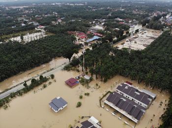 High angle view of flood area