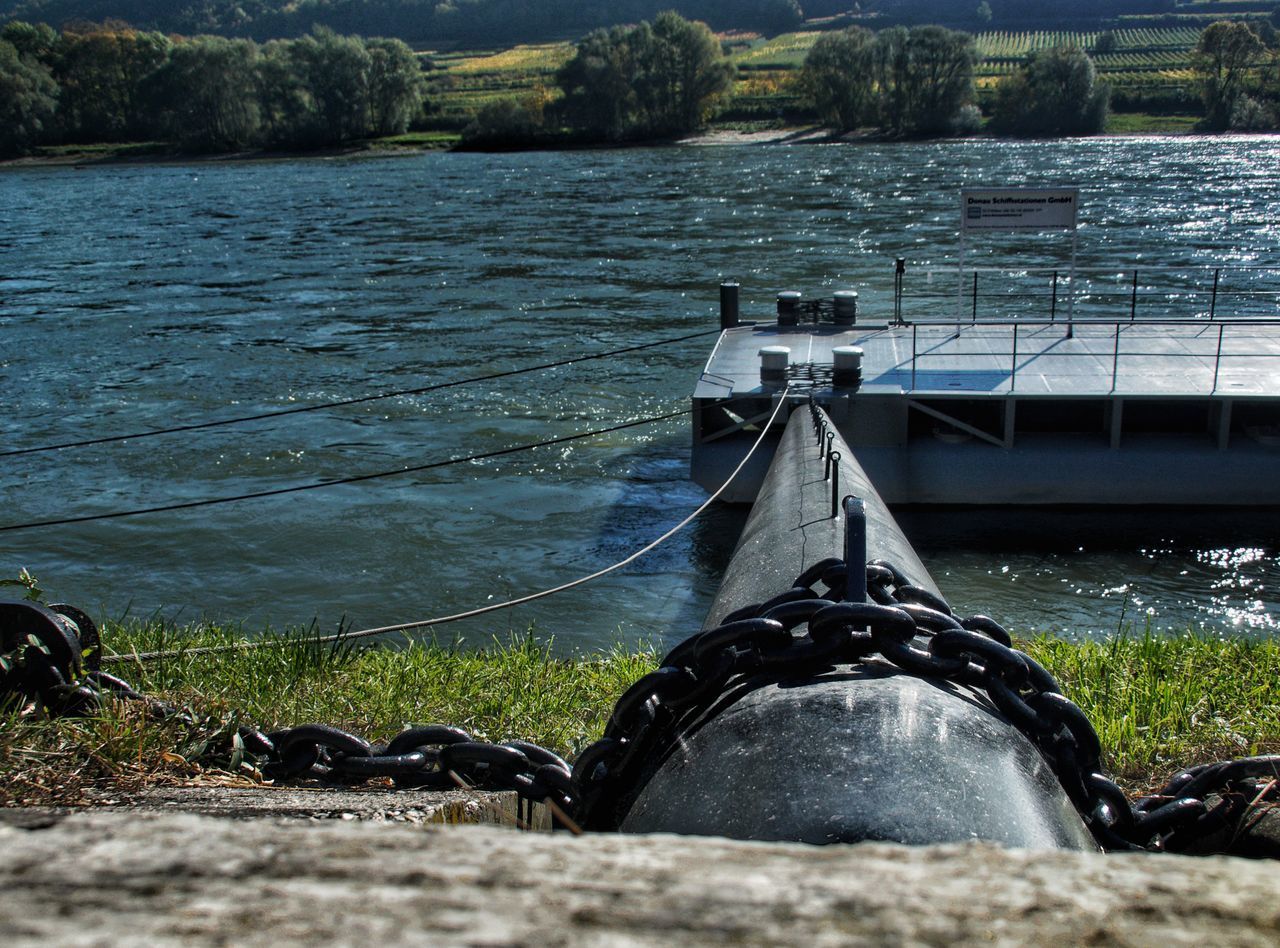 CLOSE-UP OF BOAT ON RIVER